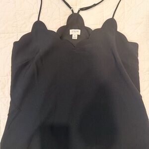 J. Crew Elegant Black Scalloped Camisole